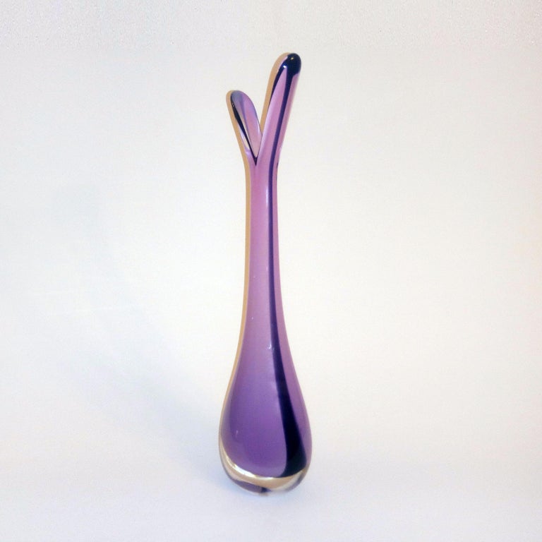MidCentury Modern Orrefors Purple Sommerso Scandinavian Glass Vase For