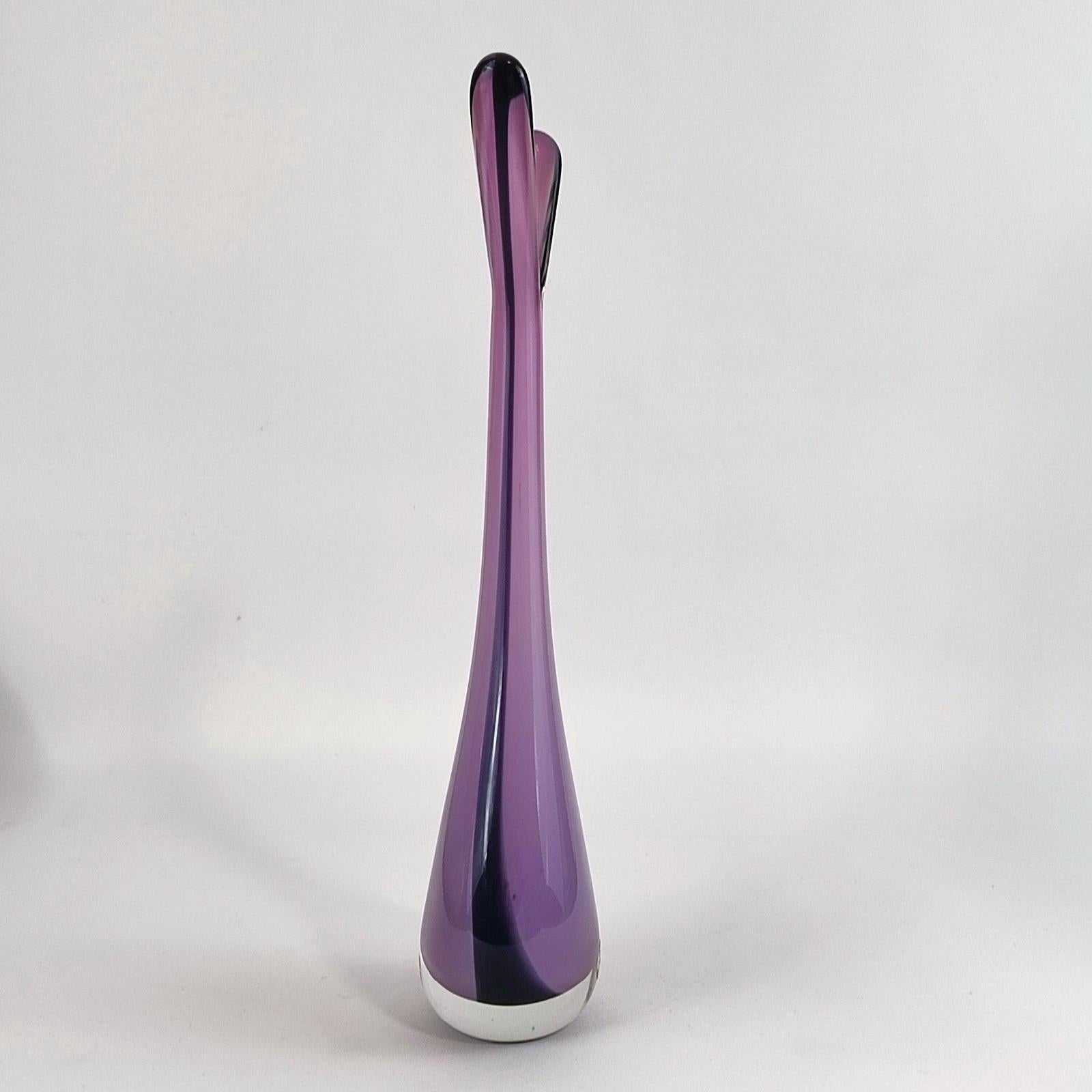 Late 20th Century Mid-Century Modern Orrefors Purple Sommerso Scandinavian Glass Vase For Sale