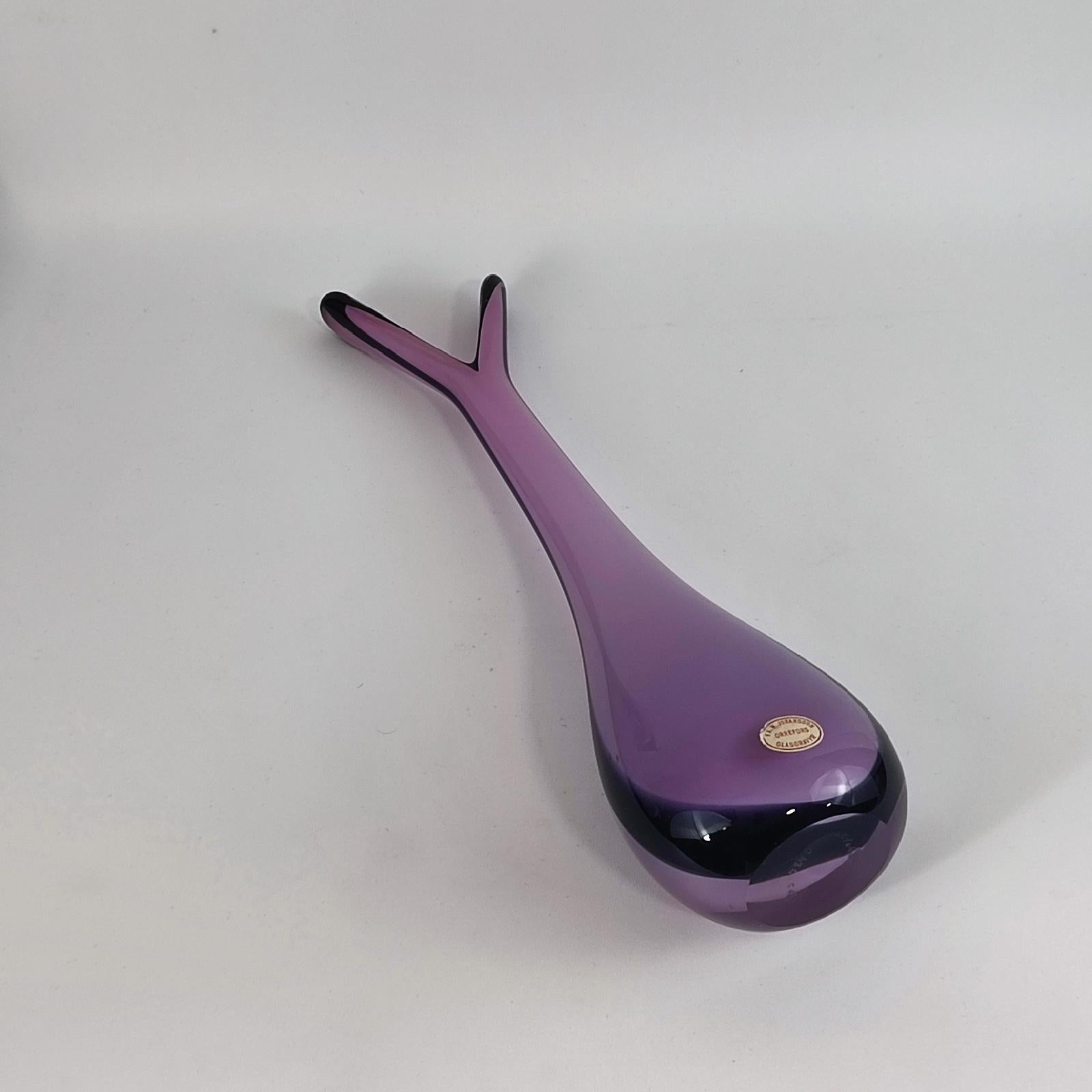 Mid-Century Modern Orrefors Purple Sommerso Scandinavian Glass Vase For Sale 2