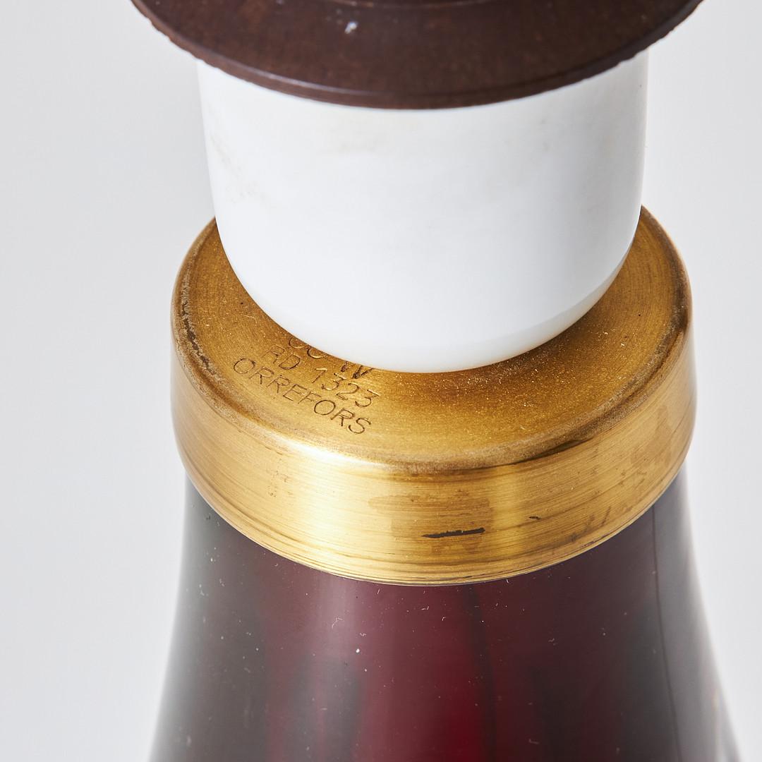 Mid-20th Century Mid-Century Modern Orrefors Table Lamp by Carl Fagerlund Ruby Red Glass - Sweden For Sale