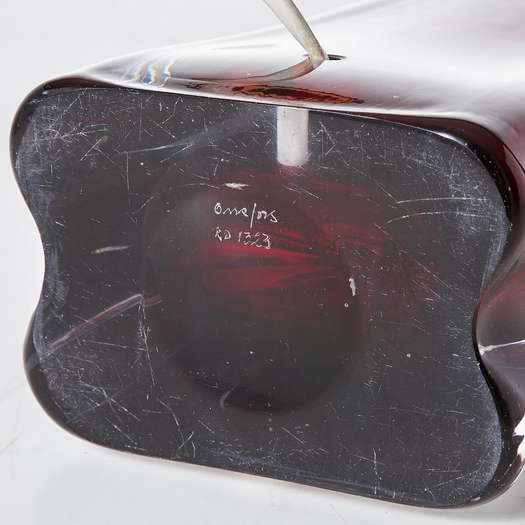 Art Glass Mid-Century Modern Orrefors Table Lamp by Carl Fagerlund Ruby Red Glass - Sweden For Sale