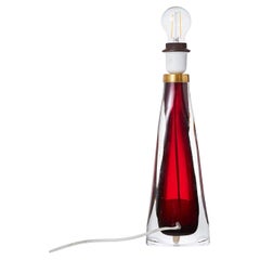 Mid-Century Modern Orrefors Table Lamp by Carl Fagerlund Ruby Red Glass - Sweden