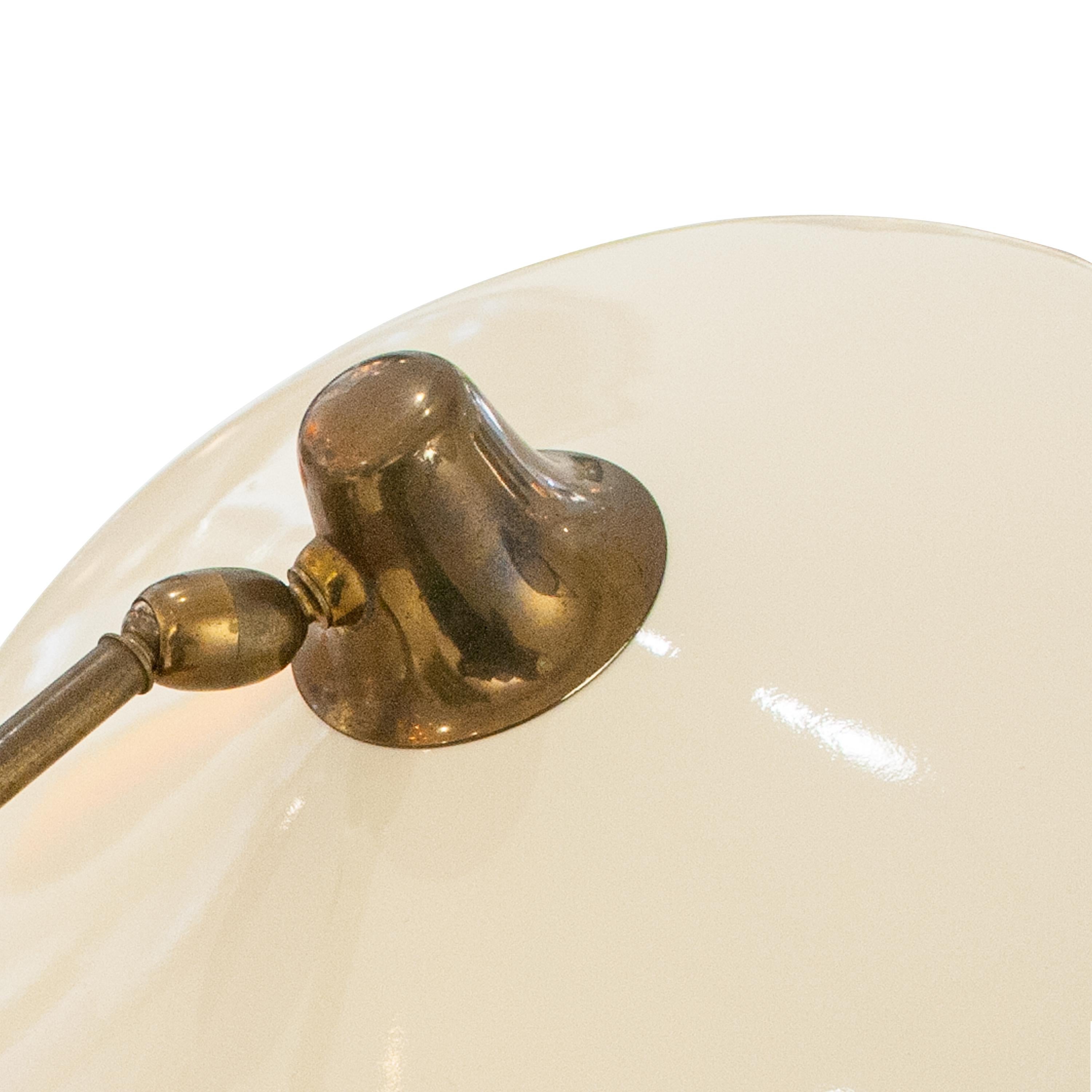 Oscar Torlasco desk lamp made of brass and white lacquered steel.