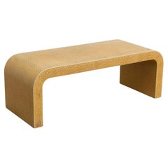 Mid Century Modern Ostrich skin Leather Post modern waterfall bench coffee table