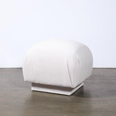 Mid-Century Modern Ottoman in Powder Grey Mohair by Leon Rosen for Pace