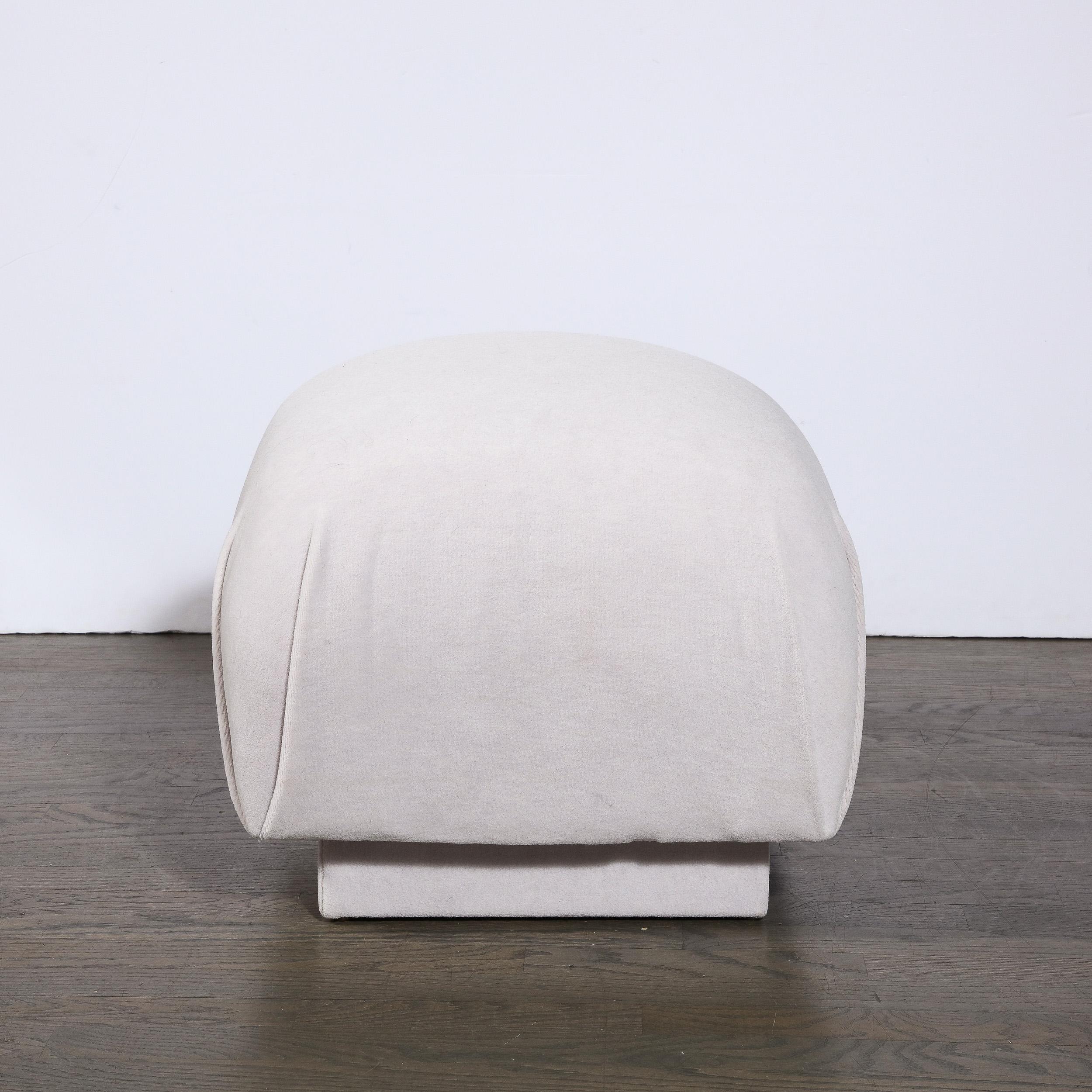 Late 20th Century Mid-Century Modern Ottoman in Powder Grey Mohair by Leon Rosen for Pace For Sale