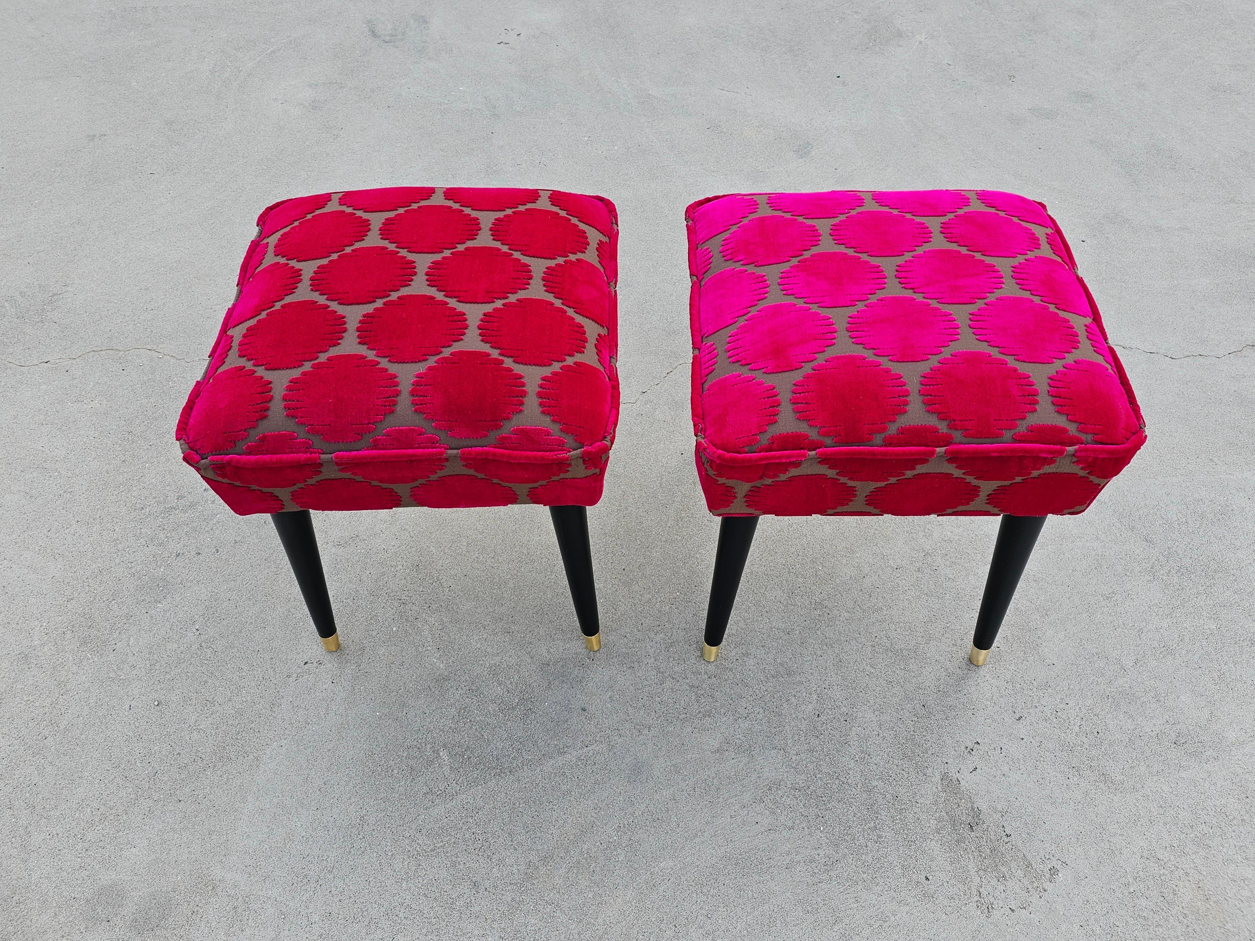 Mid-Century Modern Ottomans, Fully Refurbished, Yugoslavia, 1960s For Sale 2