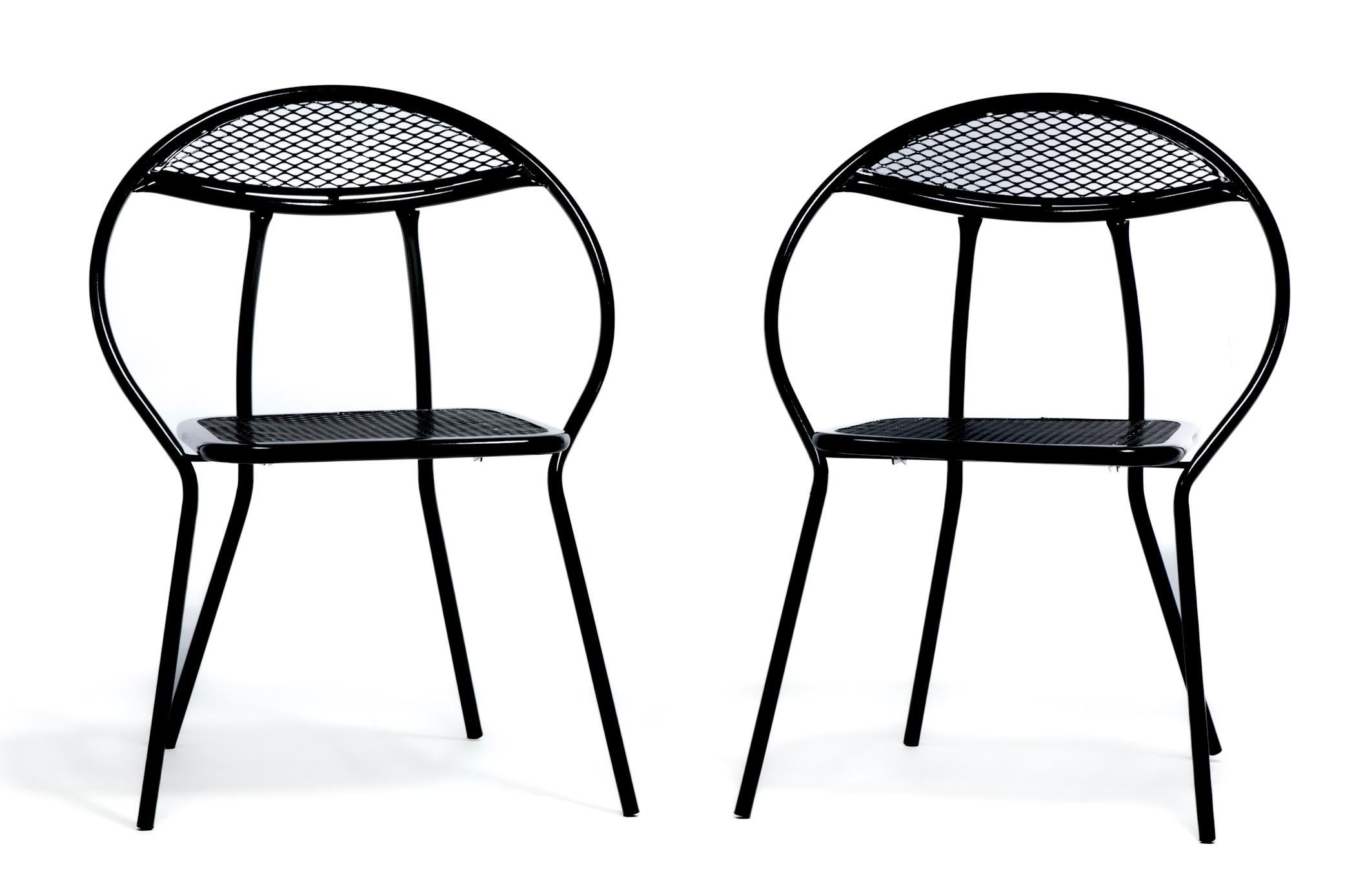 Sedie pieghevoli da patio in metallo e rete nera da esterno del Mid Century Modern di Rid-Jid in vendita 11