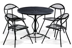 Mid Century Modern Outdoor Black Metal & Mesh Patio Folding Chairs by Rid-Jid