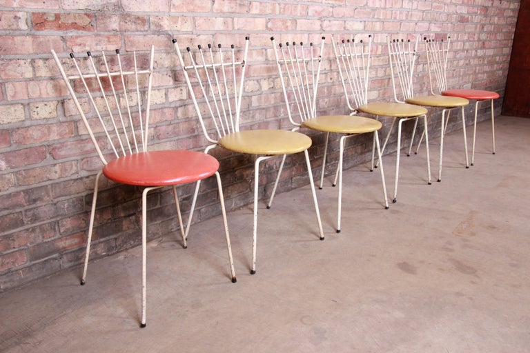 Iron Mid-Century Modern Outdoor Dining Chairs by Reilly Wolff, Set of Six For Sale