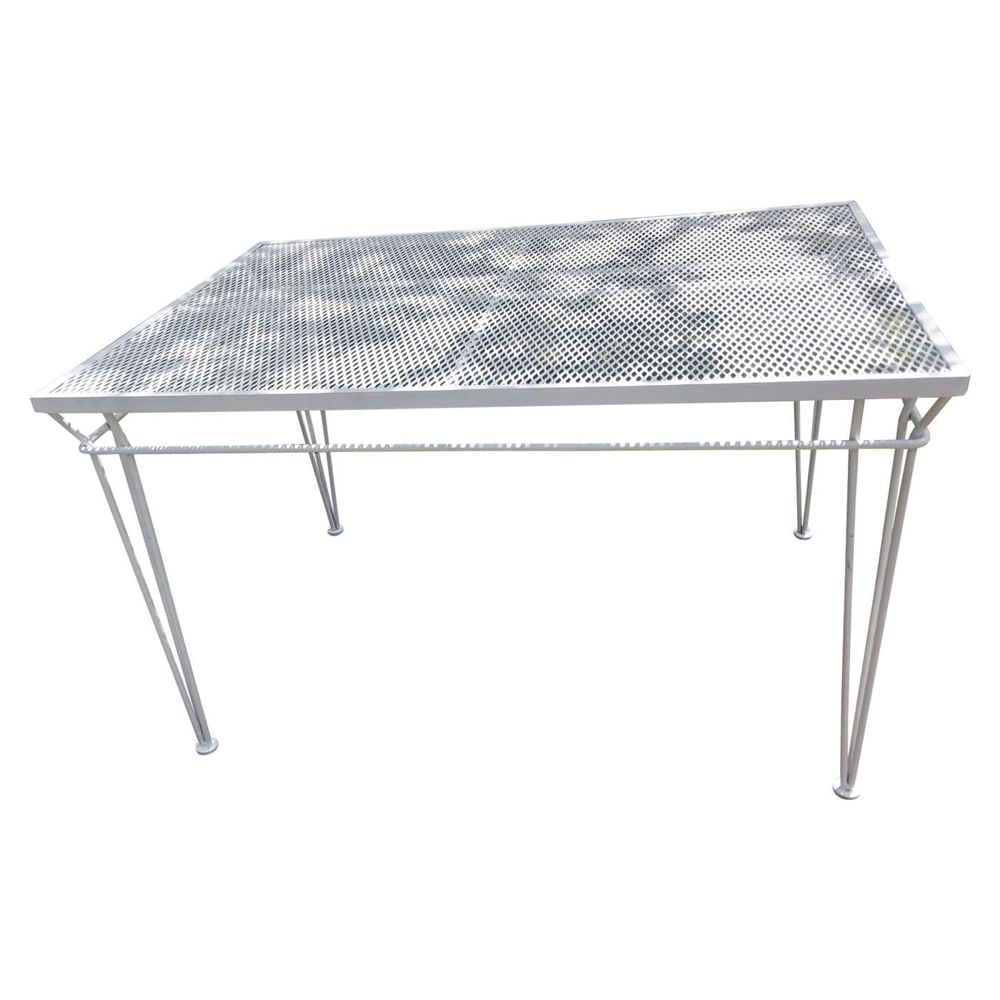 Table Mesh Rectangle Mid-Century Modern Rectangular Mesh Top Outdoor Dining Table by John ...