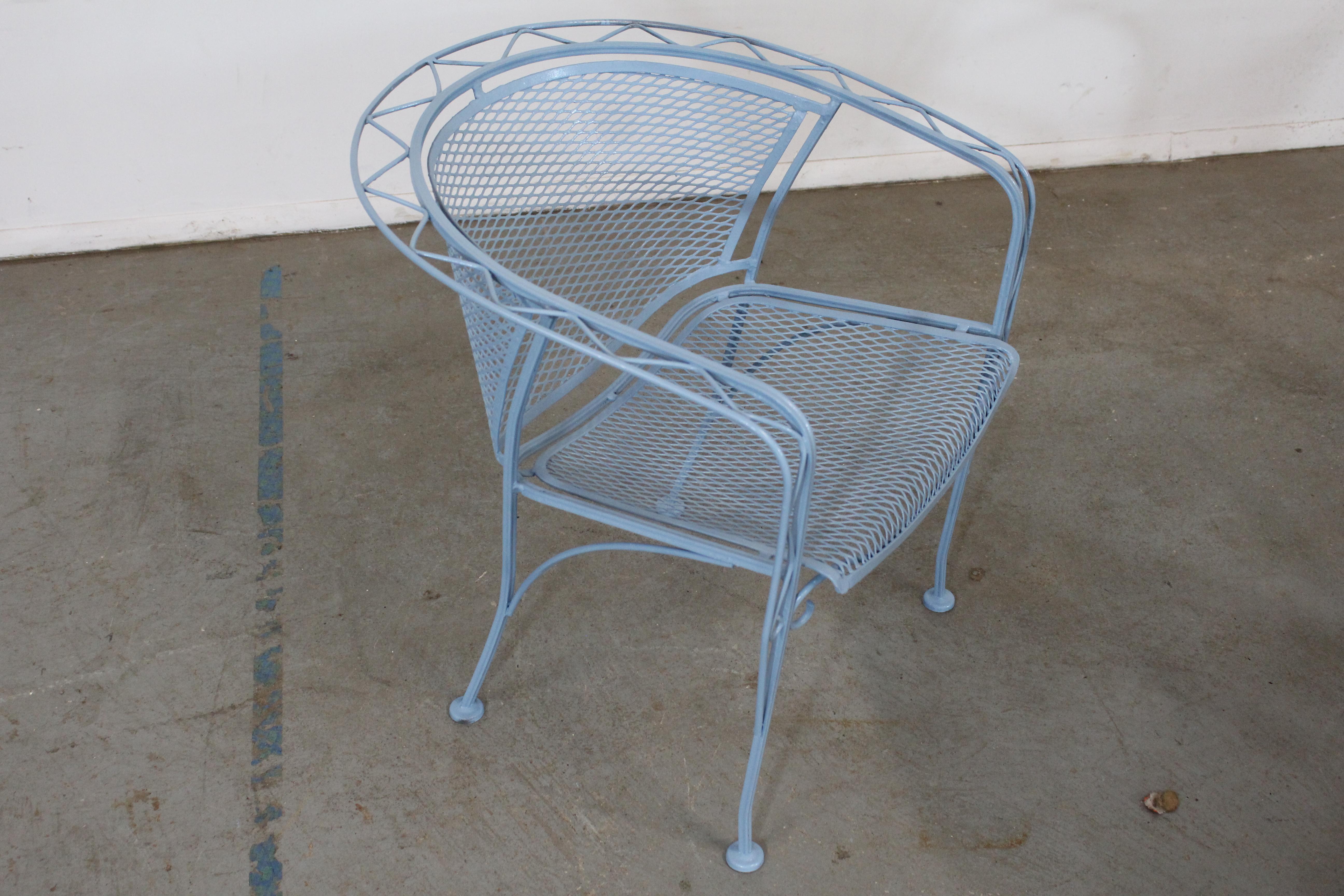 Mid-Century Modern Outdoor Iron Table Set with Curved Back Bench and 2 Chairs 5