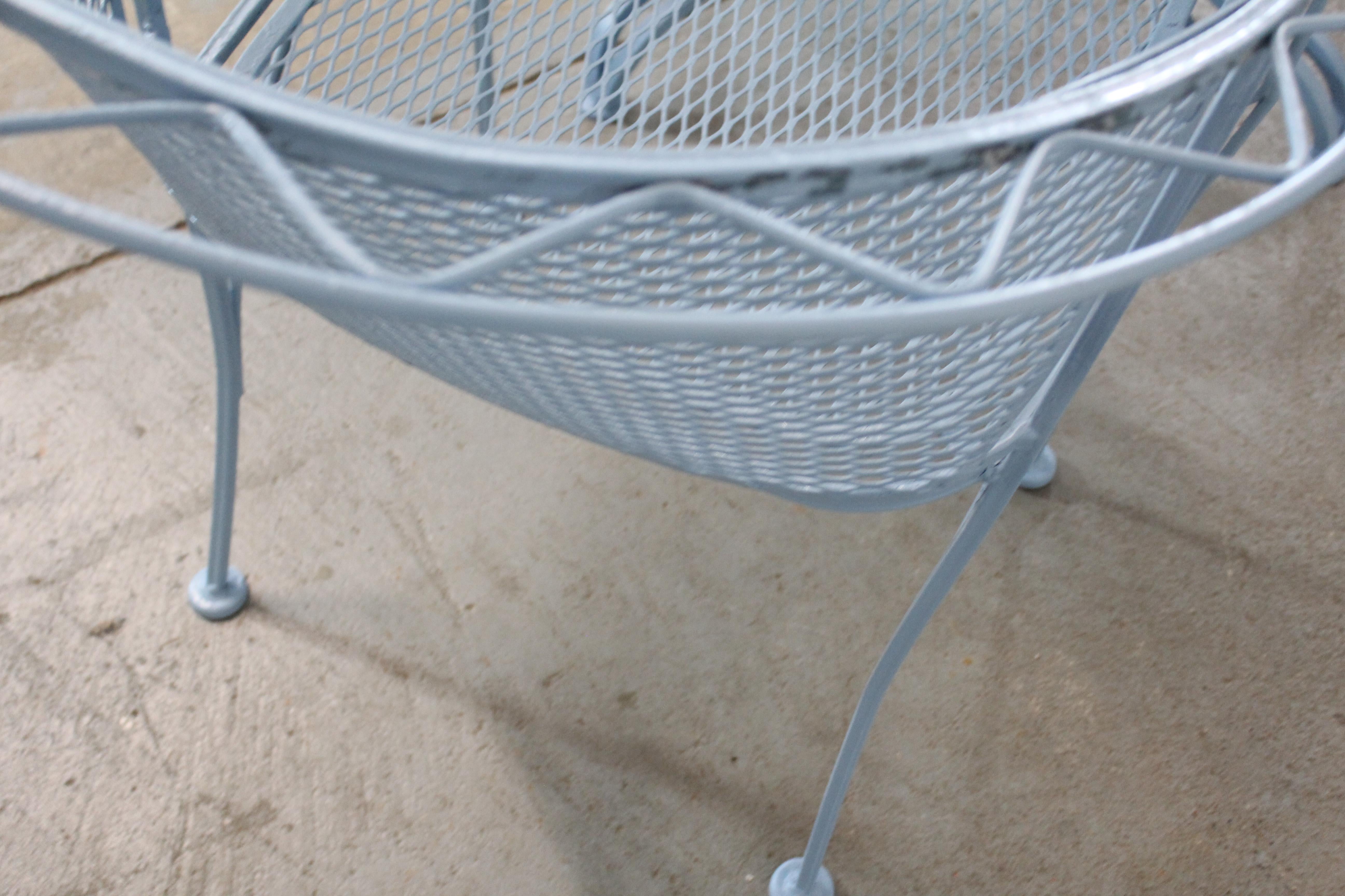 Mid-Century Modern Outdoor Iron Table Set with Curved Back Bench and 2 Chairs 8