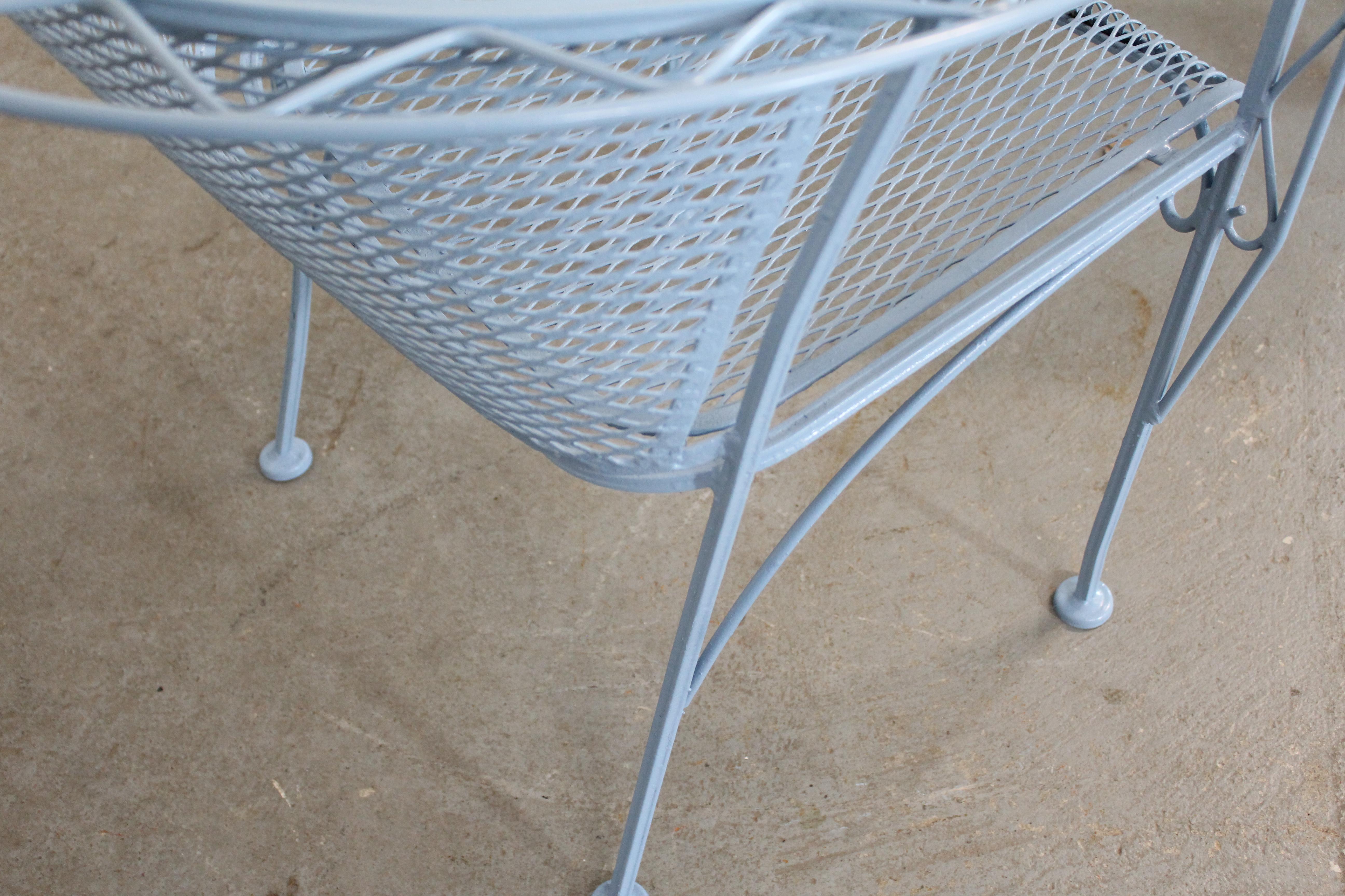 Mid-Century Modern Outdoor Iron Table Set with Curved Back Bench and 2 Chairs 9