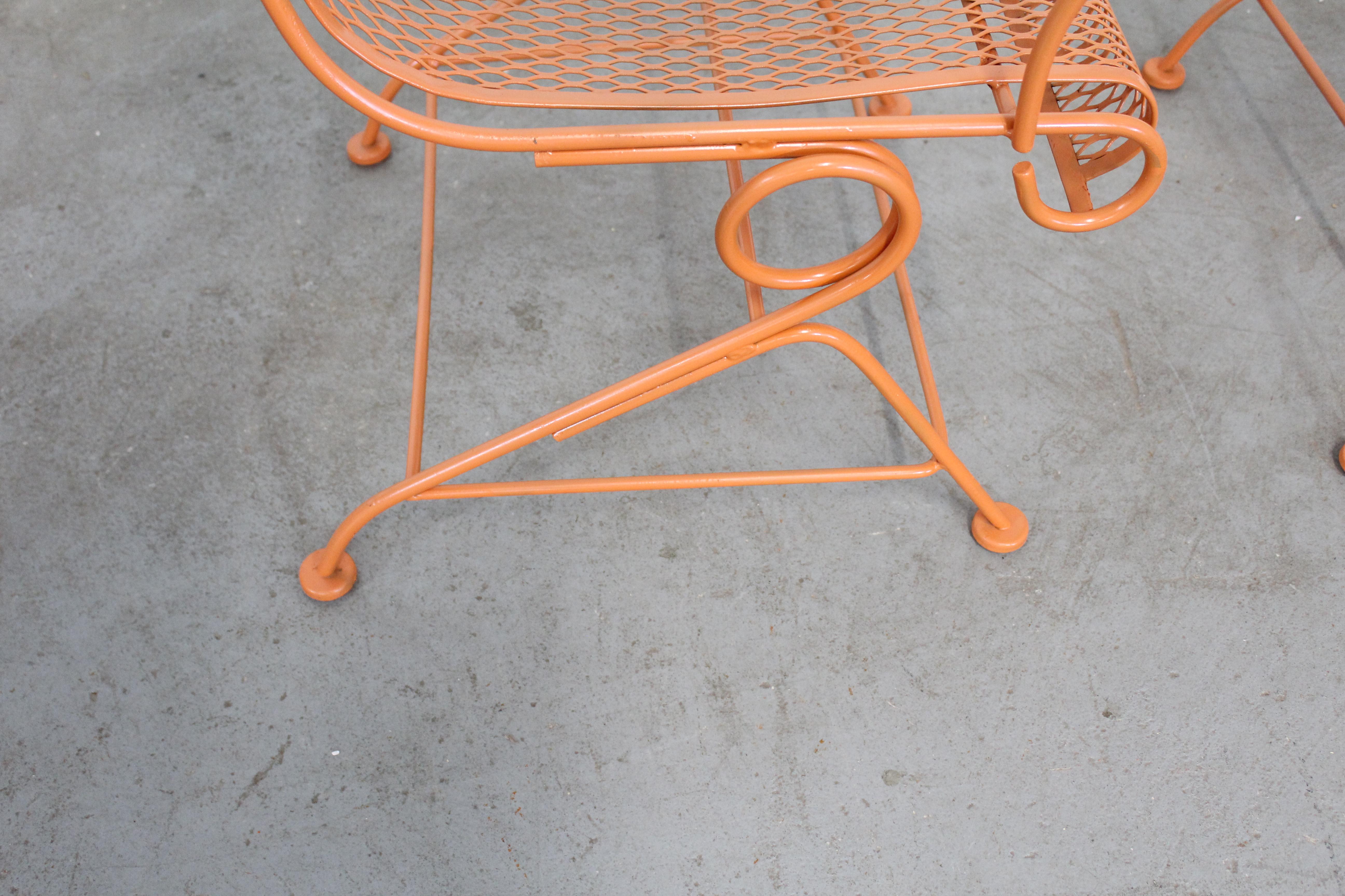 Mid-Century Modern Outdoor Woodard Table and 4 Springer Chairs in Atomic Orange 5