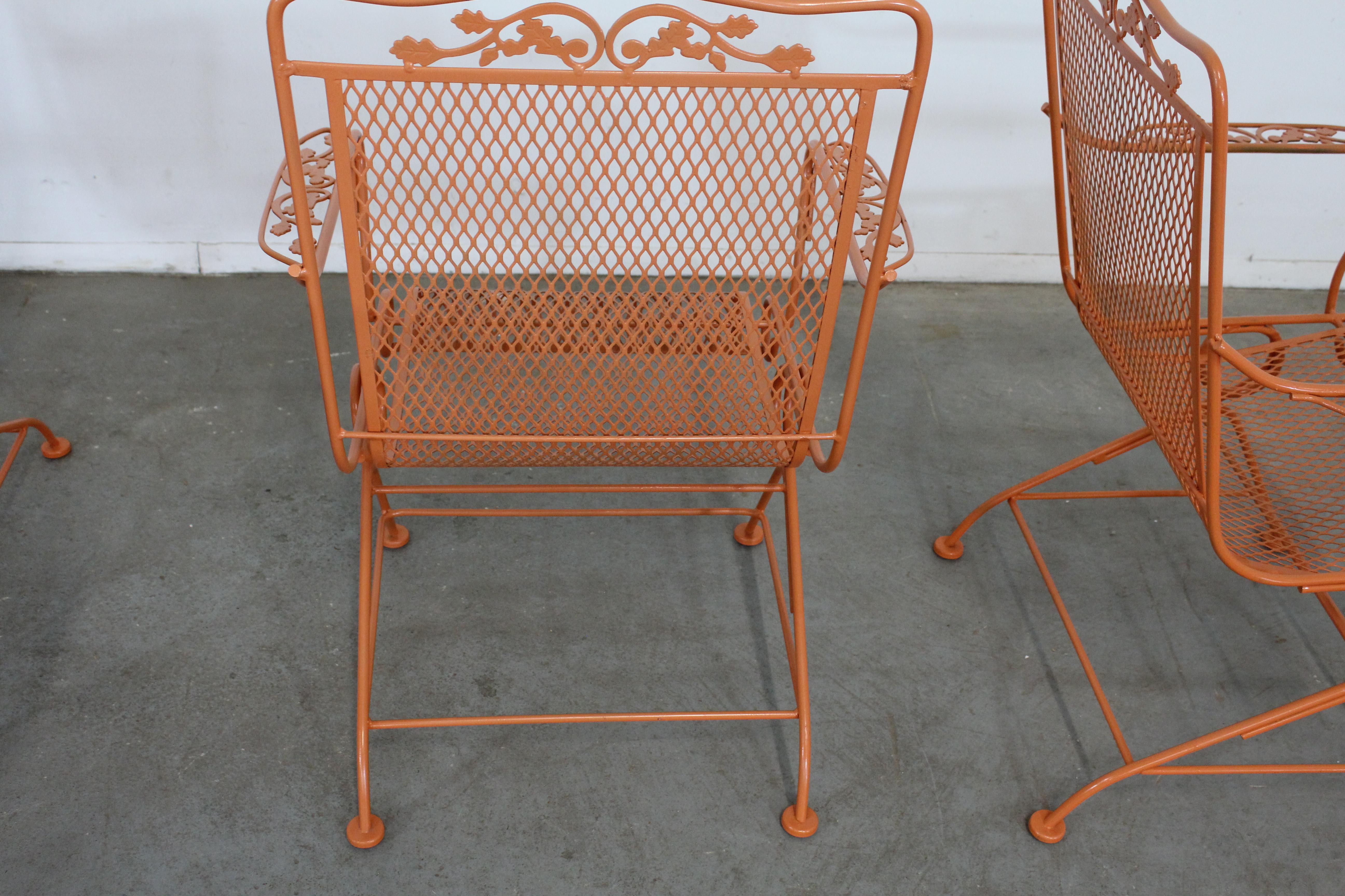 Mid-Century Modern Outdoor Woodard Table and 4 Springer Chairs in Atomic Orange 6
