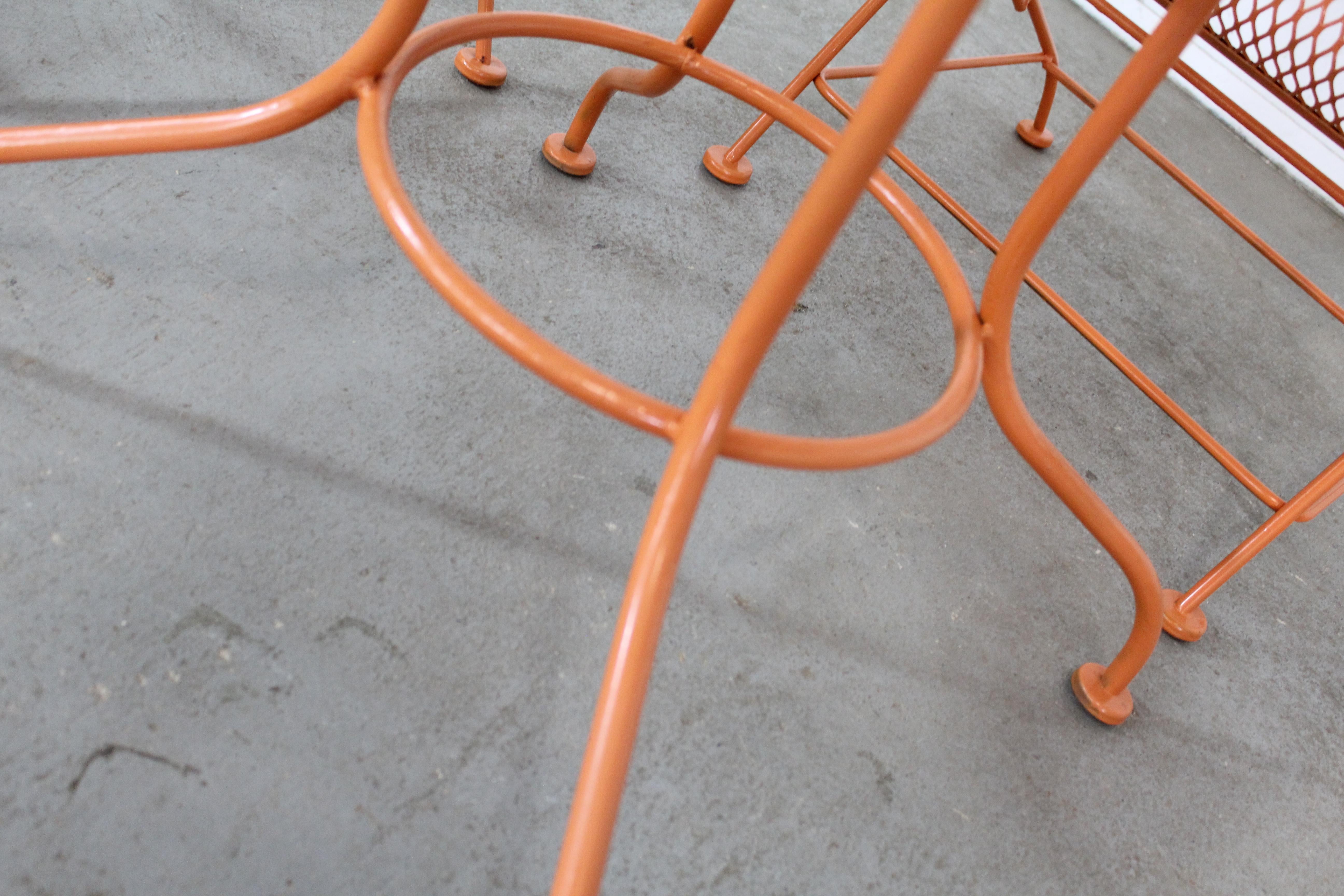 Mid-Century Modern Outdoor Woodard Table and 4 Springer Chairs in Atomic Orange 7