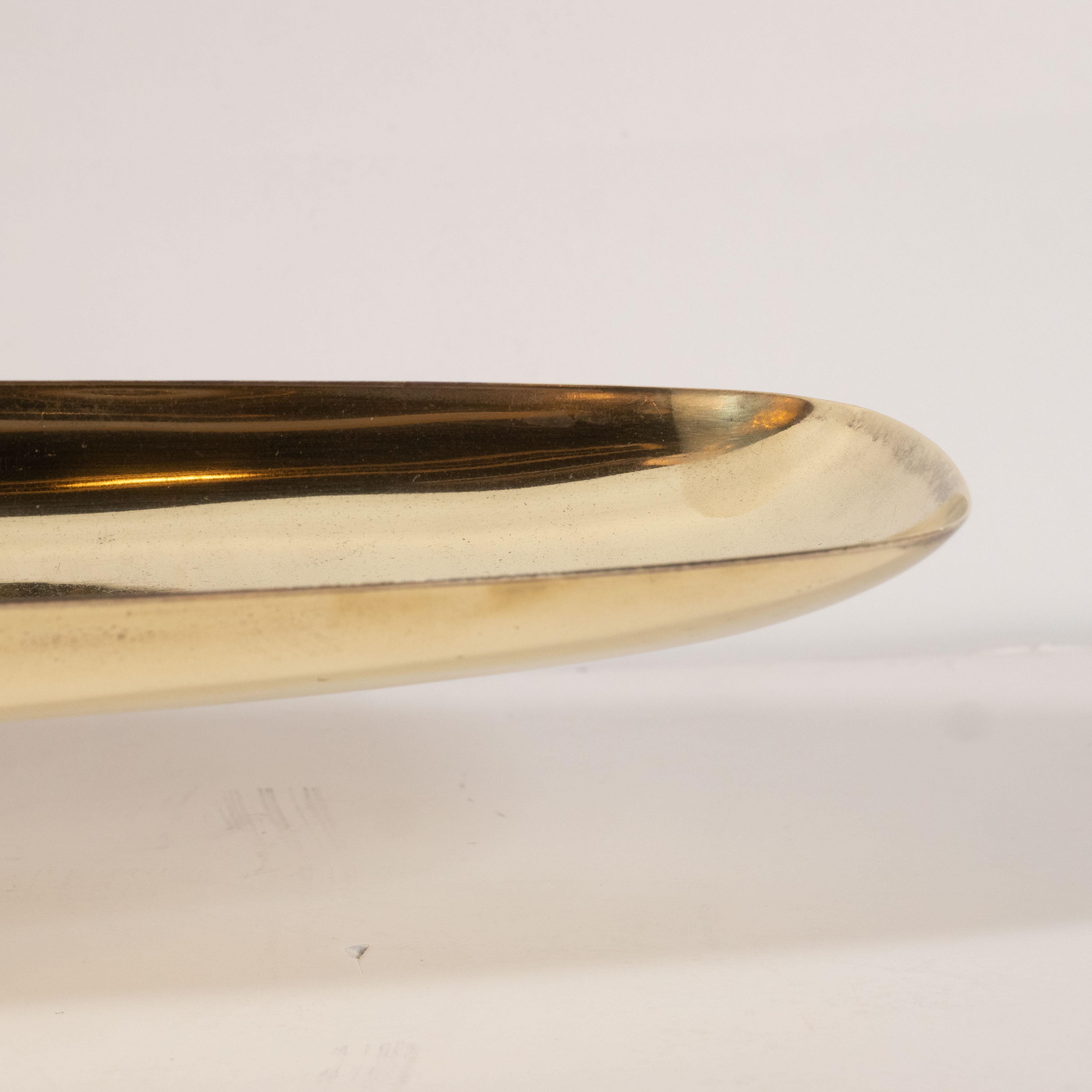 Mid-Century Modern Oval Brass Dish by Tommi Parzinger for Dorlyn Silversmiths In Excellent Condition In New York, NY