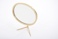 Mid-Century Modern Oval Brass Table Mirror by Vereinigte Werkstätten