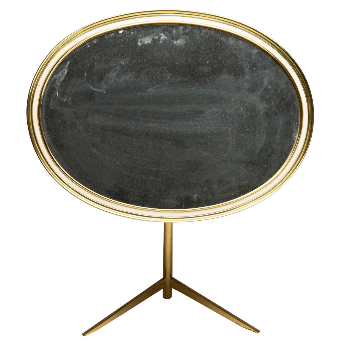 Mid-Century Modern Oval Brass Table Mirror by Vereinigte Werkstätten For Sale