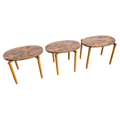 Mid Century Modern Oval Wurzelholz Laminat Nesting Tische
