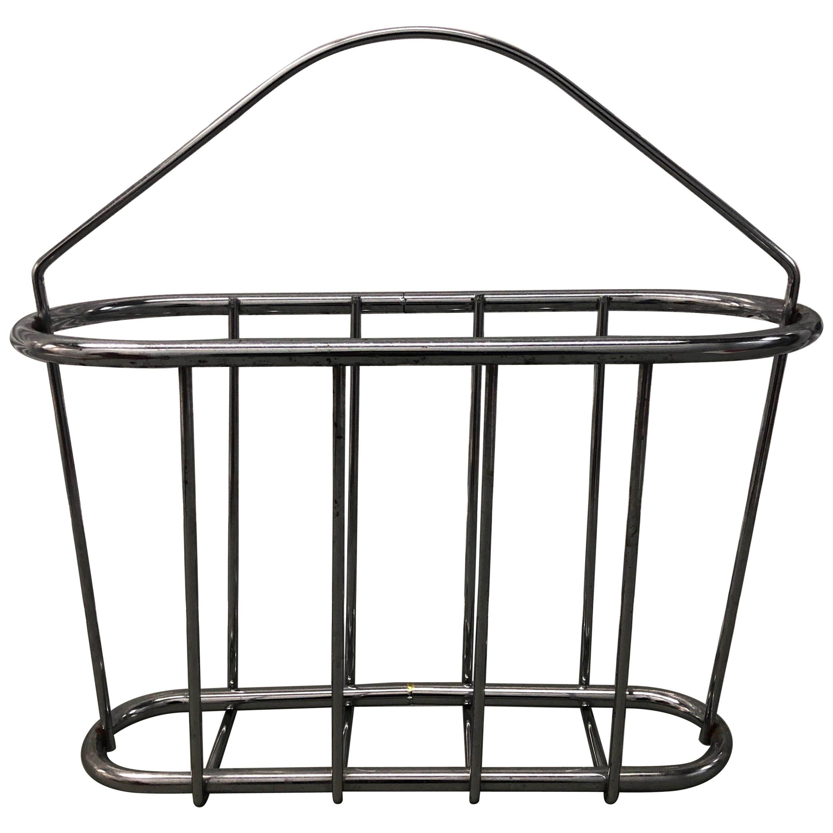 MidCentury Modern Chrome Magazine Holder by Milo Baughman For Sale at 1stDibs