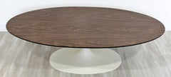 Mid-Century Modern Oval Coffee Table Formica Wood Top Tulip Saarinen Style 1960s
