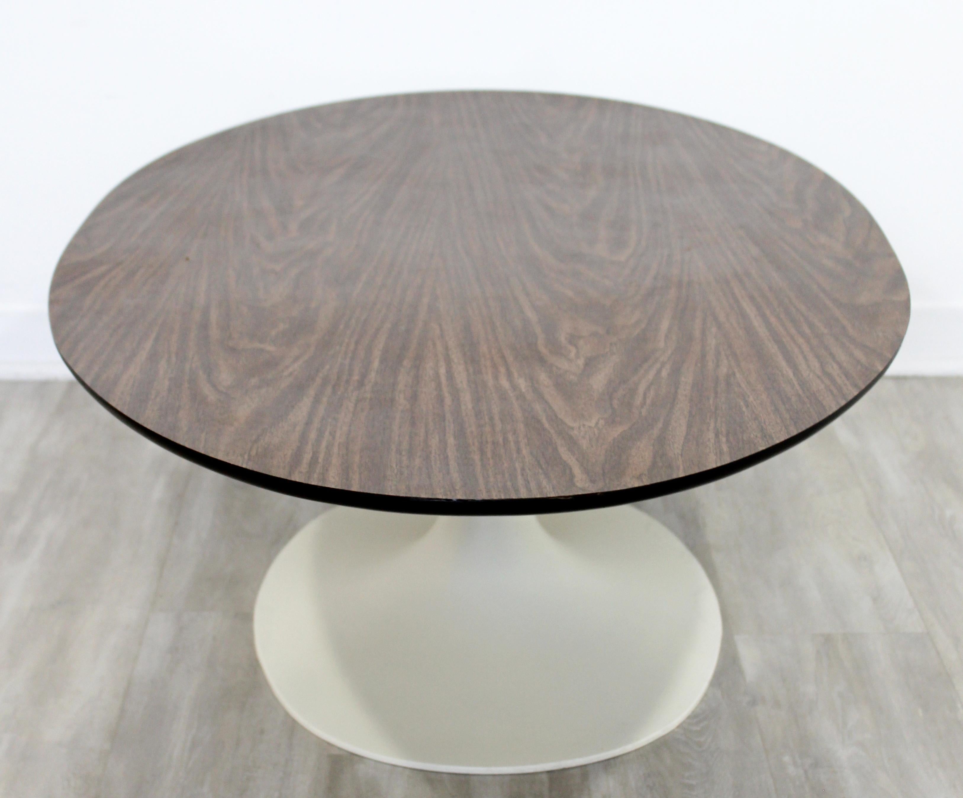 Mid-Century Modern Oval Coffee Table Formica Wood Top Tulip Saarinen Style 1960s 1