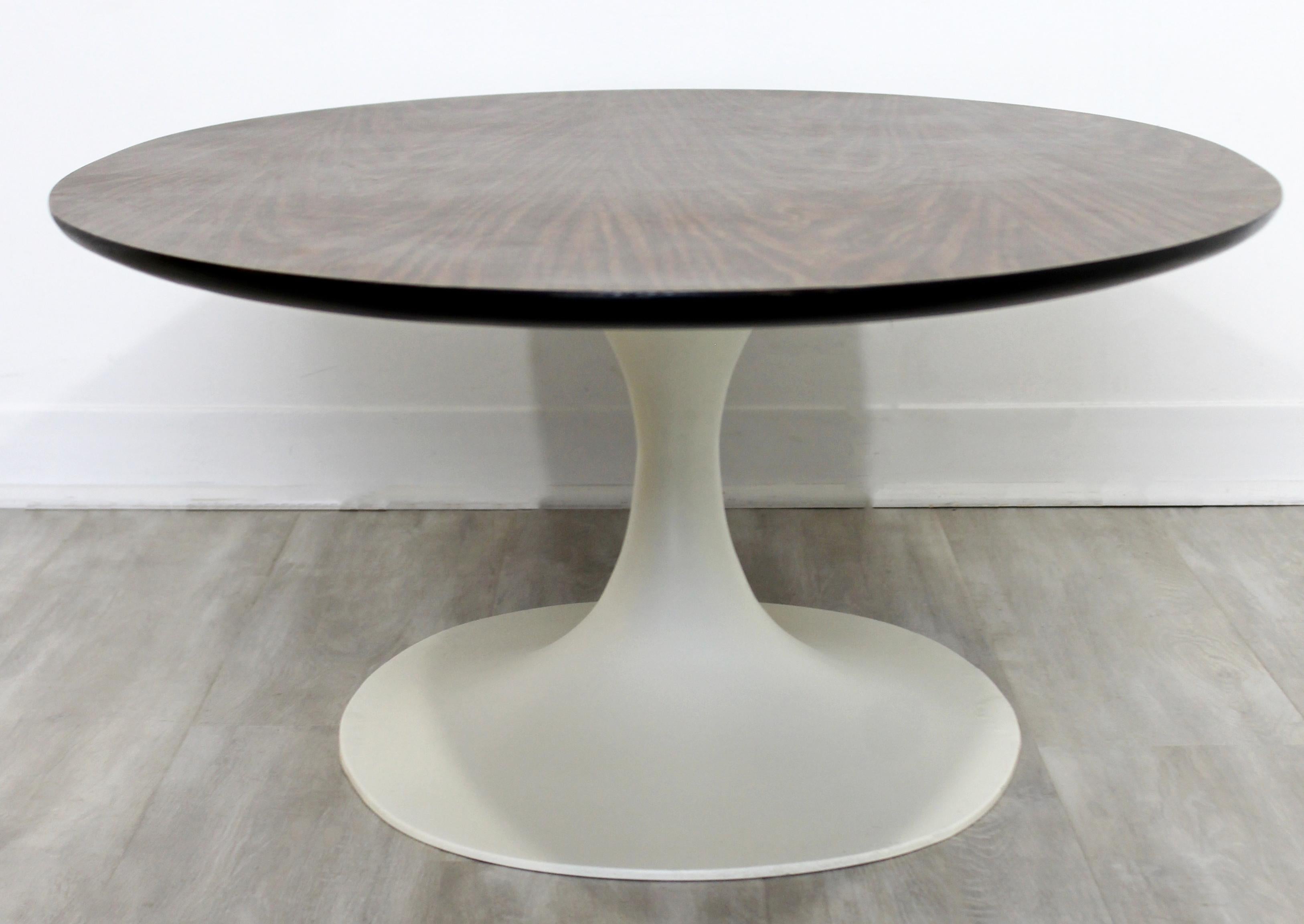 Mid-Century Modern Oval Coffee Table Formica Wood Top Tulip Saarinen Style 1960s 2