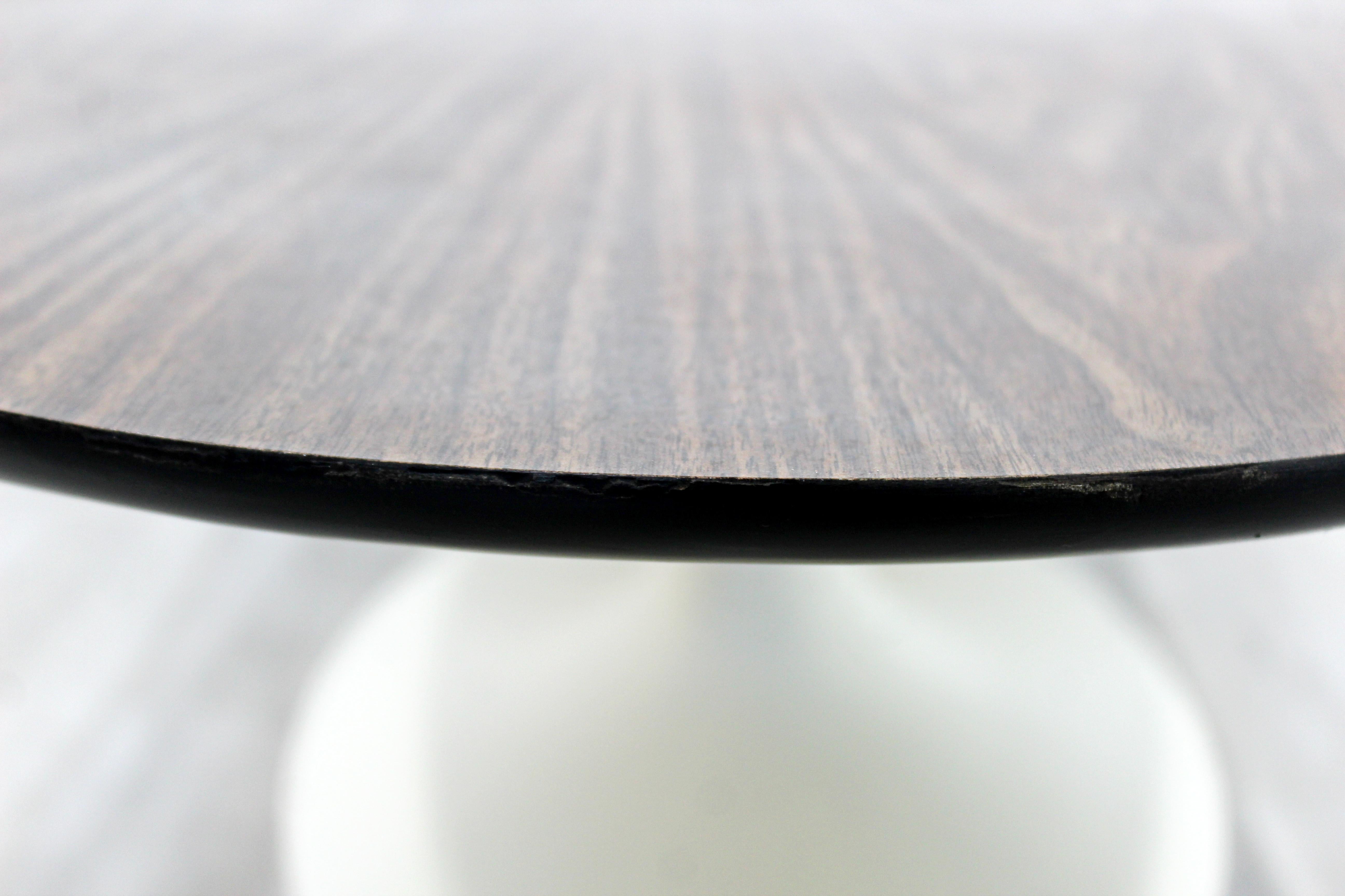 Mid-Century Modern Oval Coffee Table Formica Wood Top Tulip Saarinen Style 1960s 3