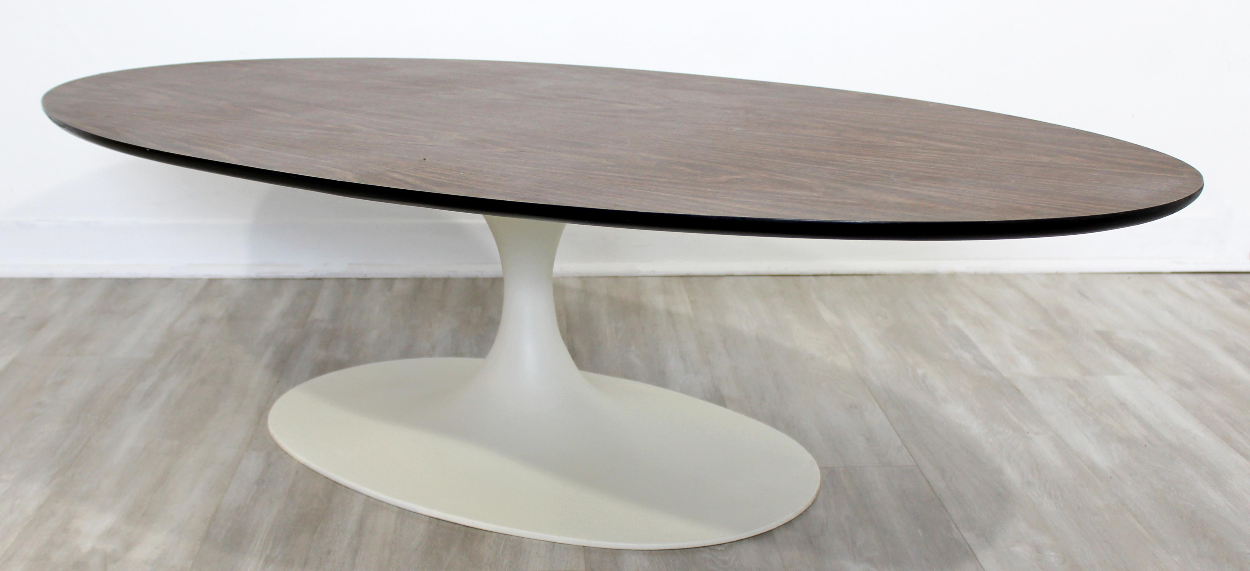 Mid-Century Modern Oval Coffee Table Formica Wood Top Tulip Saarinen Style 1960s 4