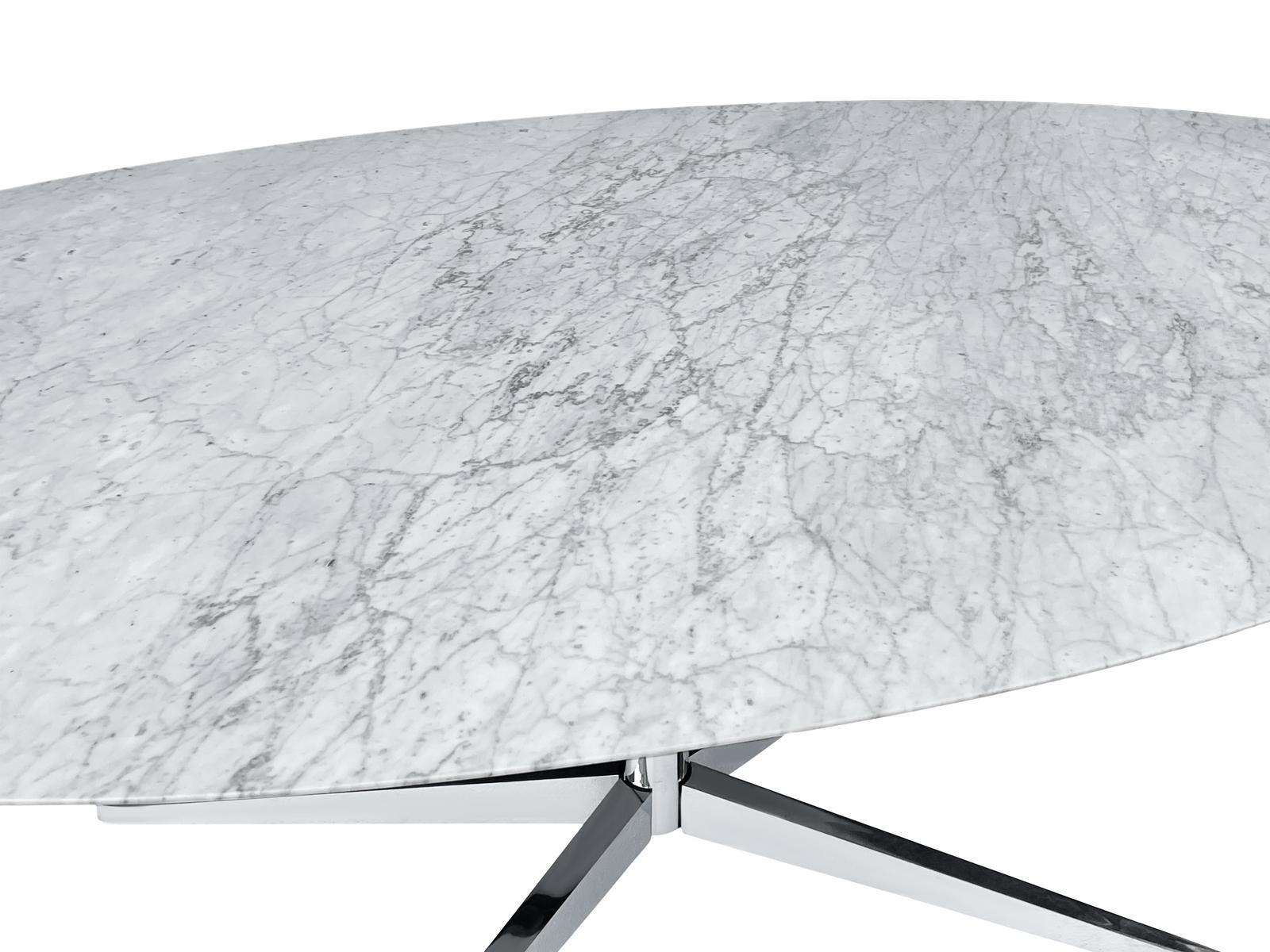 Ovaler Esstisch oder Schreibtisch aus Carrara-Marmor von Florence Knoll, Moderne der Mitte des Jahrhunderts im Angebot 4