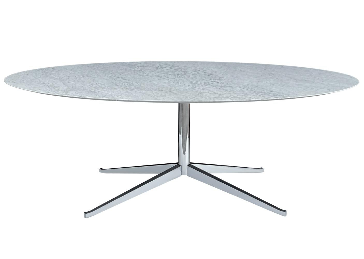 Ovaler Esstisch oder Schreibtisch aus Carrara-Marmor von Florence Knoll, Moderne der Mitte des Jahrhunderts im Angebot 5
