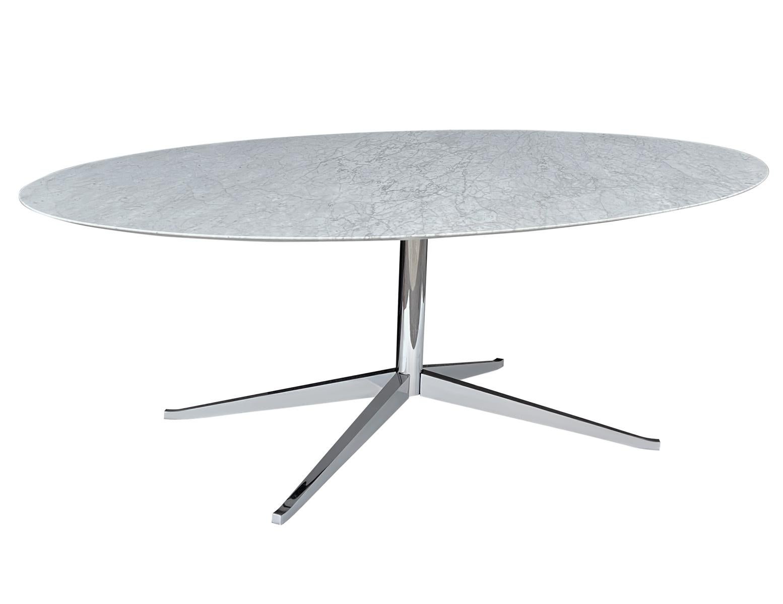 American Mid-Century Modern Oval Dining Table or Desk by Florence Knoll in Carrara Marble For Sale