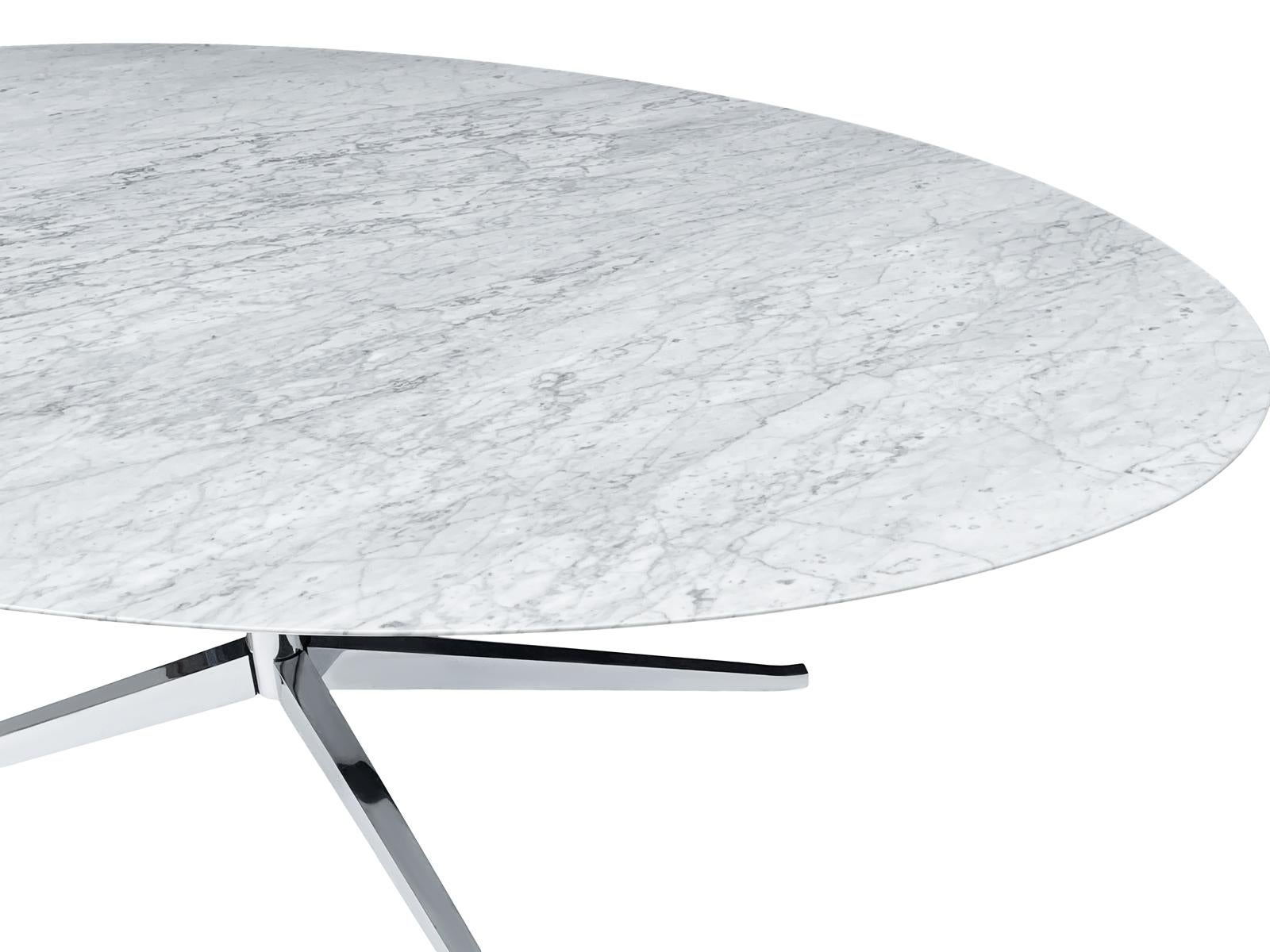 Mid-Century Modern Oval Dining Table or Desk by Florence Knoll in Carrara Marble In Good Condition For Sale In Philadelphia, PA