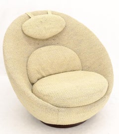 Mid-Century Modern Oval Egg Shape Pod Chair w/ Adjustable Head Rest on Band Base
