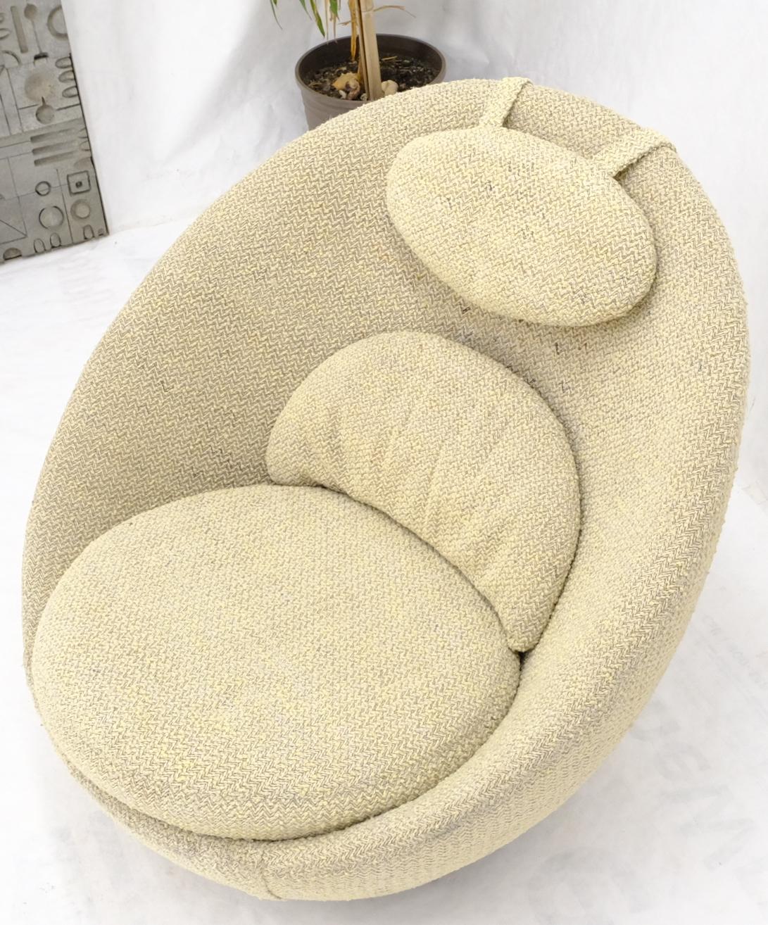 American Mid-Century Modern Oval Egg Shape Pod Chair w/ Adjustable Head Rest on Band Base For Sale