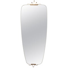 Mid-Century Modern Oval Ellipse Brass Wall Mirror, 1950s
