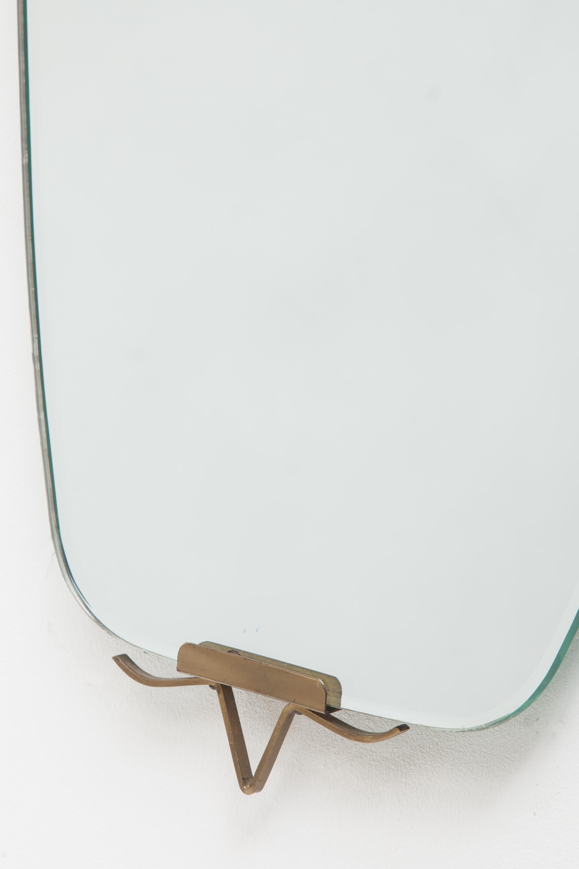 Mid-20th Century Mid-Century Modern Oval Ellipse Brass Wall Mirror, 1950s
