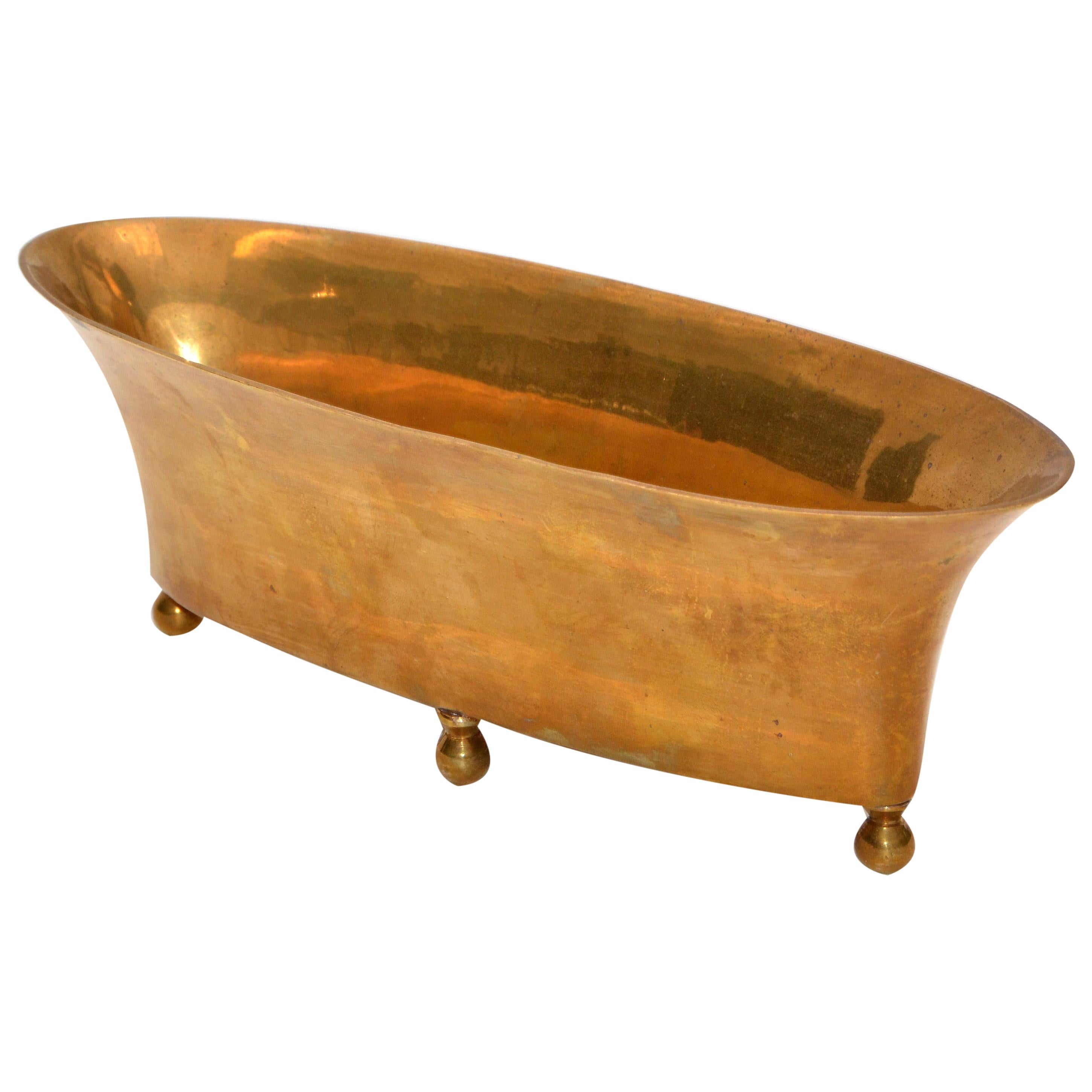 Mid-Century Modern Oval Footed Bowl in Brass, Centerpiece