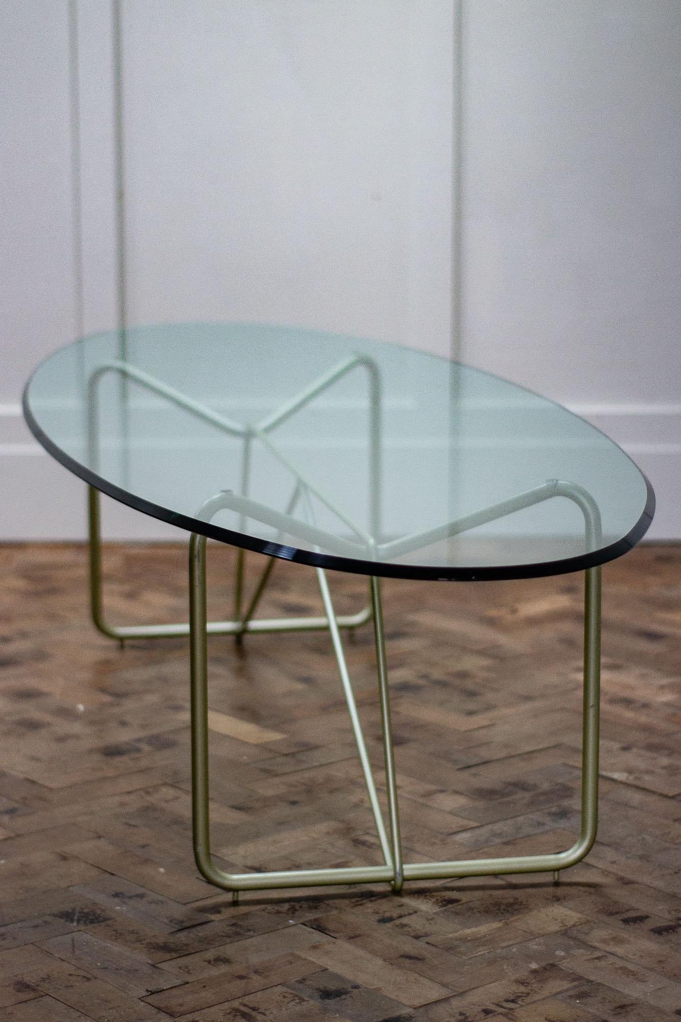 Mid-Century Modern Oval Glass Coffee Table 4