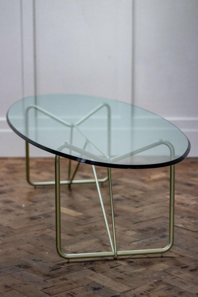 Mid-Century Modern Oval Glass Coffee Table at 1stDibs