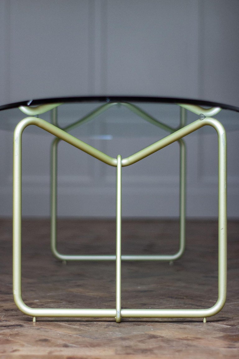 MidCentury Modern Oval Glass Coffee Table at 1stDibs