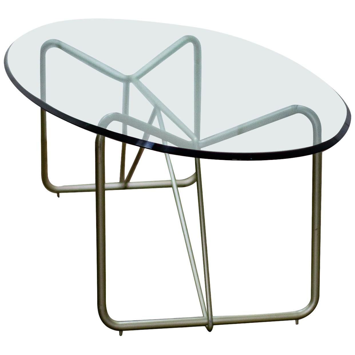 Mid-Century Modern Oval Glass Coffee Table