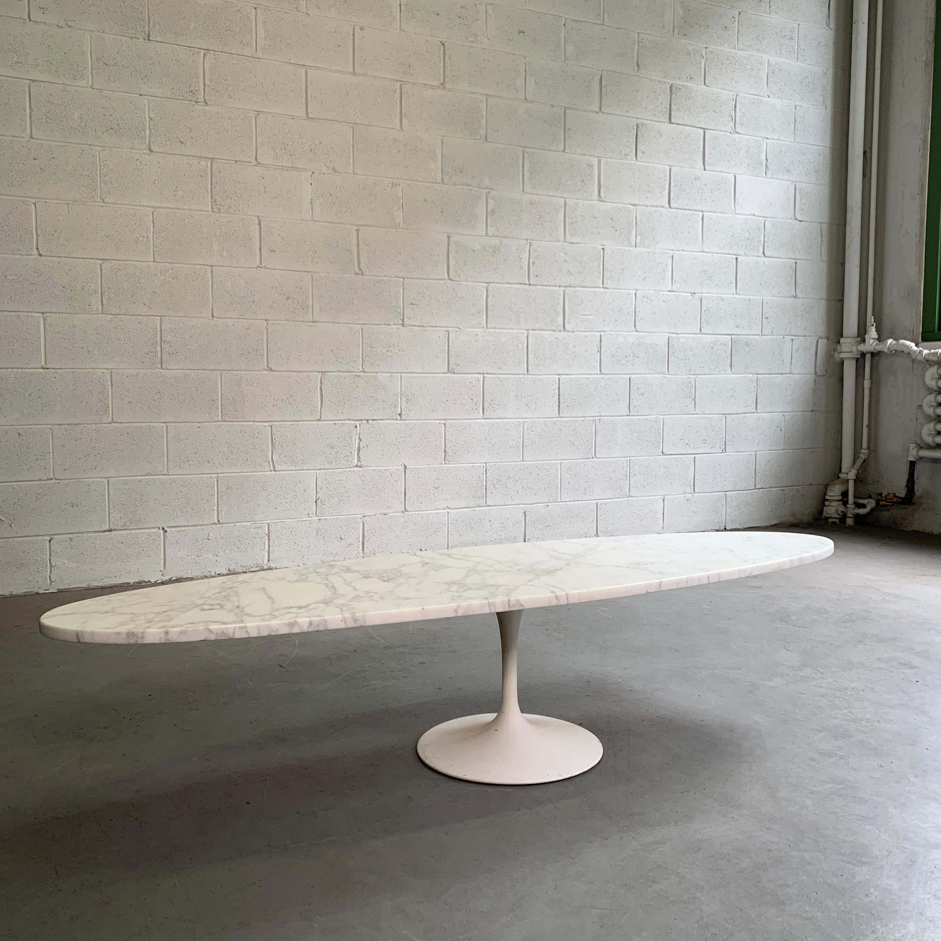 Painted Mid-Century Modern Oval Marble Tulip Base Coffee Table