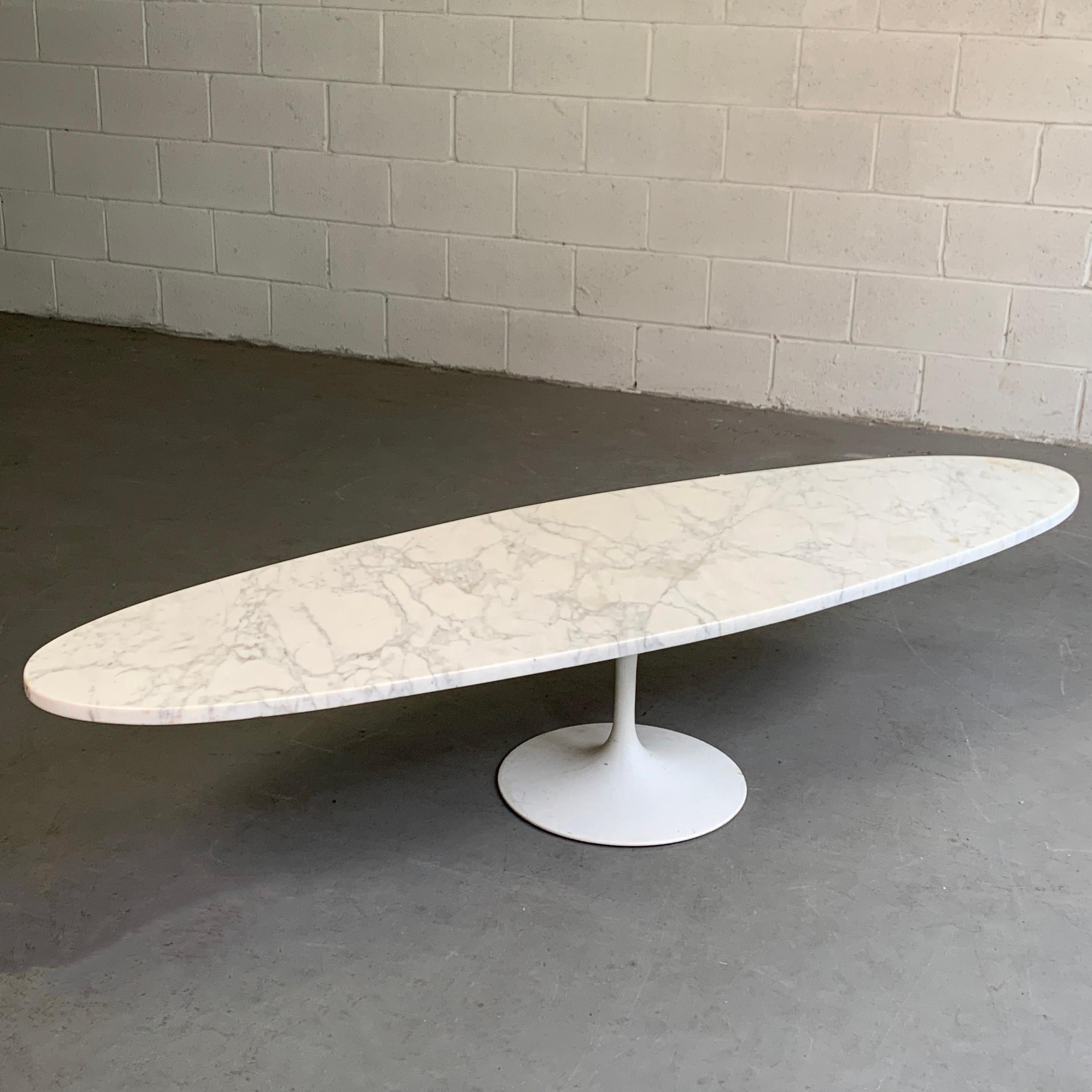 20th Century Mid-Century Modern Oval Marble Tulip Base Coffee Table