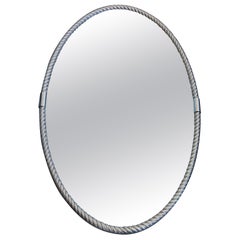 Mid Century Modern Oval Mirror in the style of Maison Bauges, France 197s