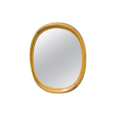 Mid-Century Modern Oval Oak Wall Mirror by Fröseke, Sweden, 1950s