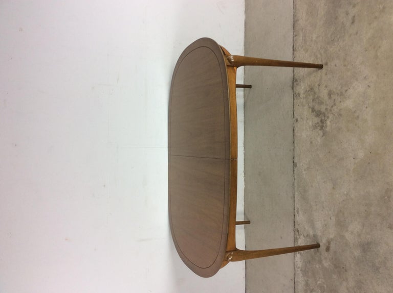MidCentury Modern Oval Shaped Dining Table with 3 Leafs For Sale at