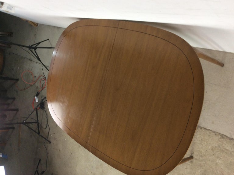 MidCentury Modern Oval Shaped Dining Table with 3 Leafs For Sale at